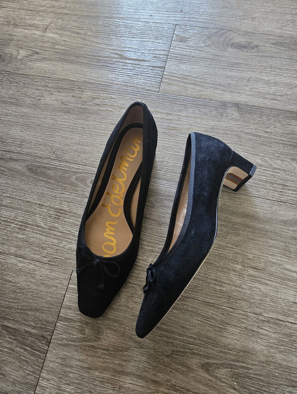 Sam Edelman Black Suede Low Block Heel Pumps